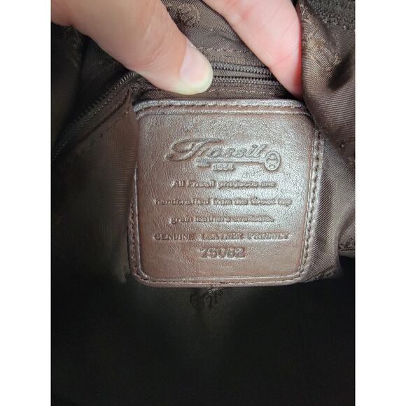 FOSSIL 1954 75082 Vtg Brown Leather Shoulder Hand Bag Purse 12X9X3 inch Women's - Picture 10 of 15